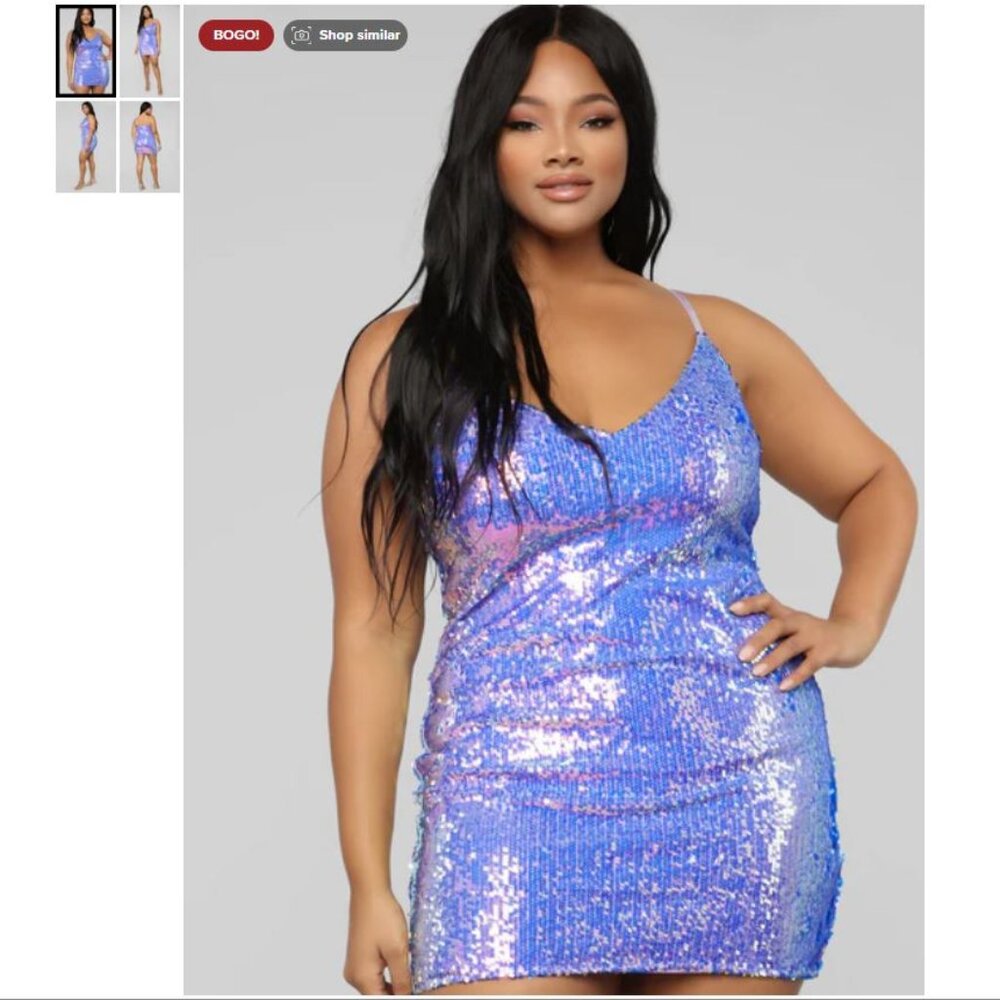 Fashion Nova Curve Plus Size - Flashing Lights Sequin Dress - Purple - Size 3X